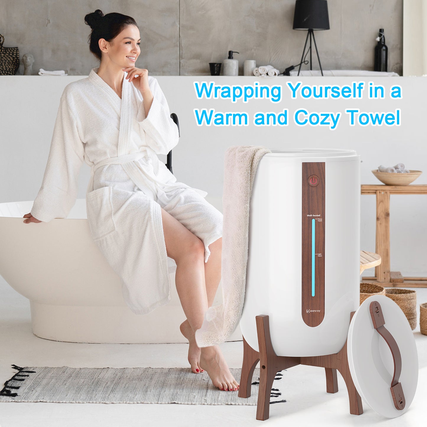 Keenray towel bucket with wooden stand and heating progress bar CL2