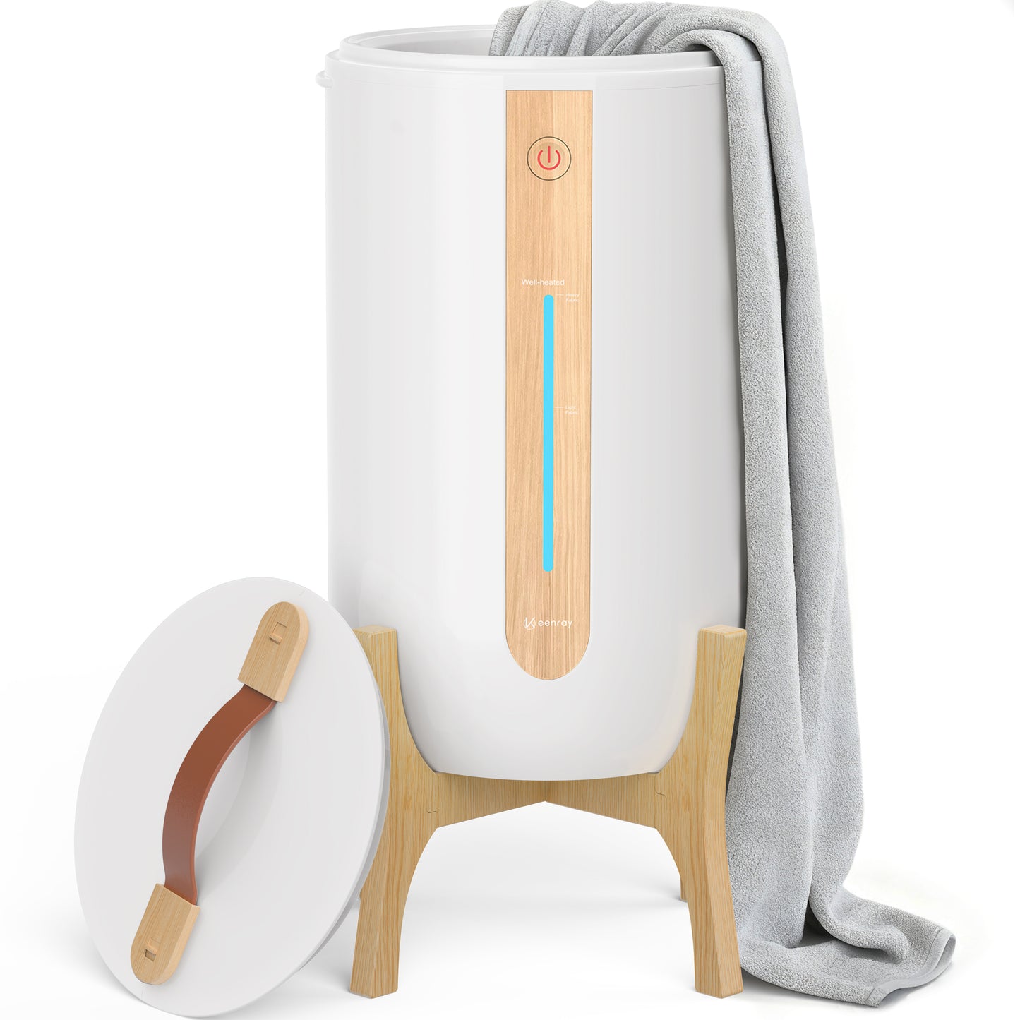 Keenray Towel Bucket with Wooden Rack and Heating Progress Bar CL2 White