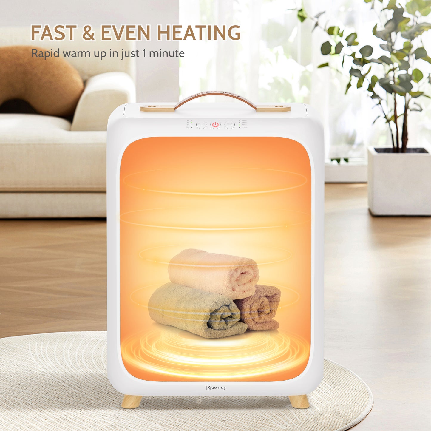 Keenray Towel Warmer Bucket, Luxury Rectangle Towel Warmer for Bathroom with Timer & Delay