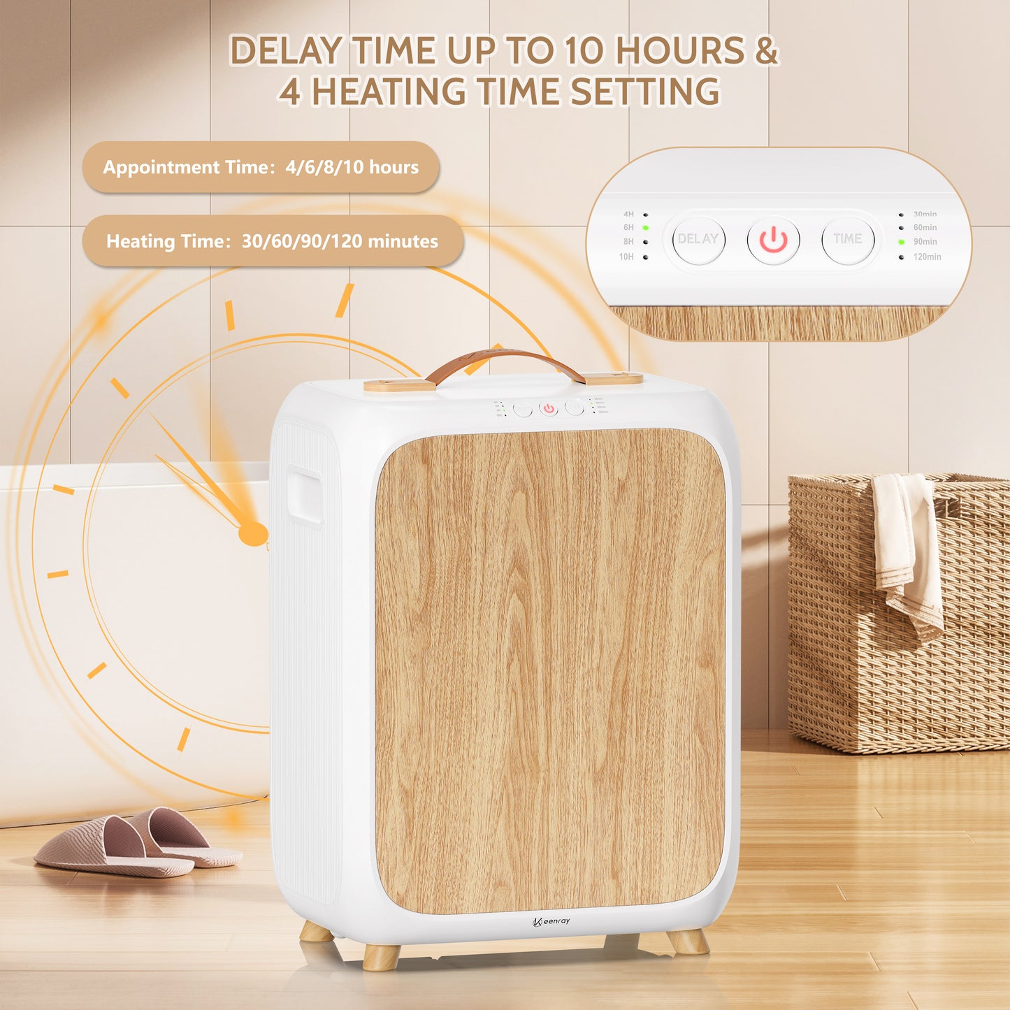 Keenray Towel Warmer Bucket, Luxury Rectangle Towel Warmer for Bathroom with Timer & Delay