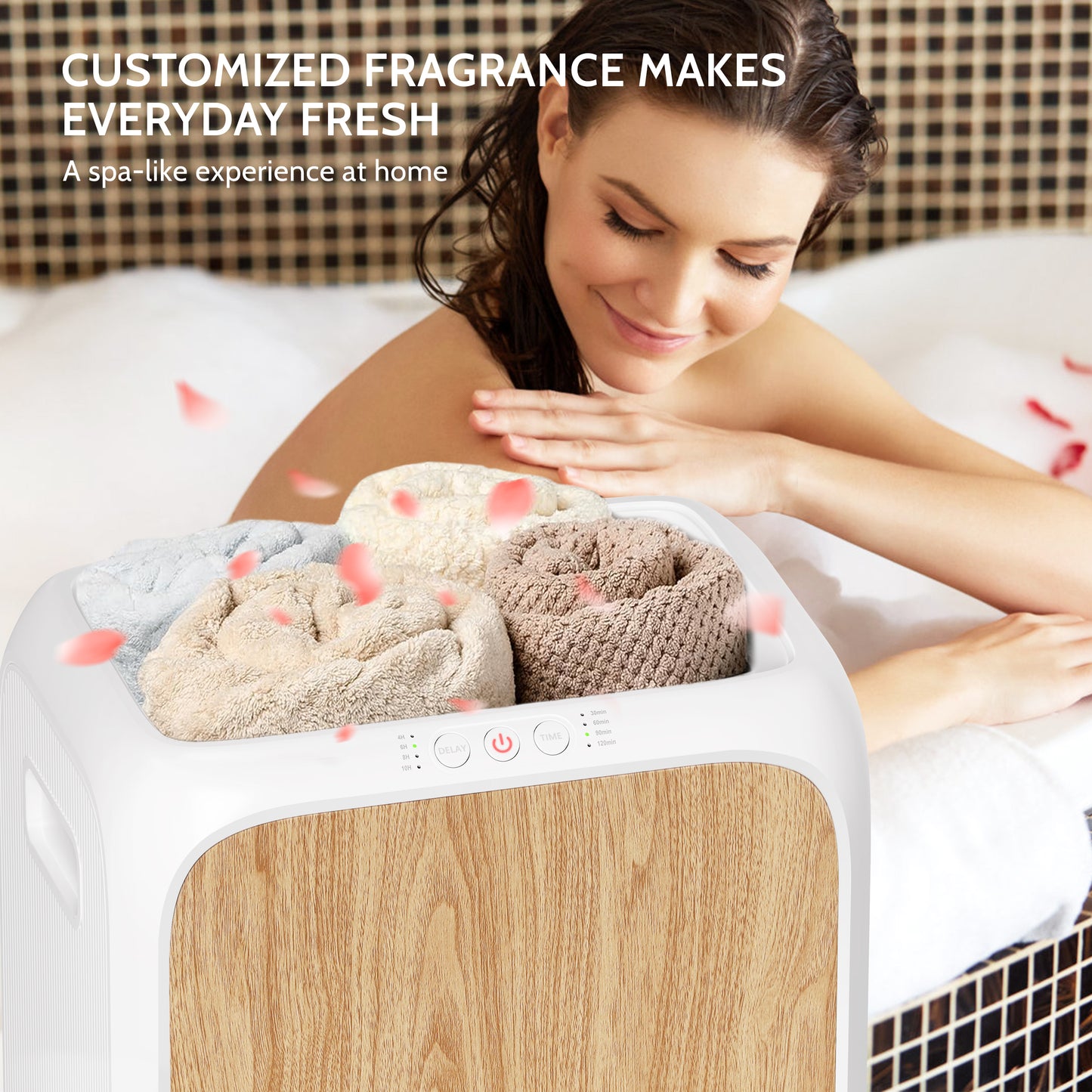 Keenray Towel Warmer Bucket, Luxury Rectangle Towel Warmer for Bathroom with Timer & Delay