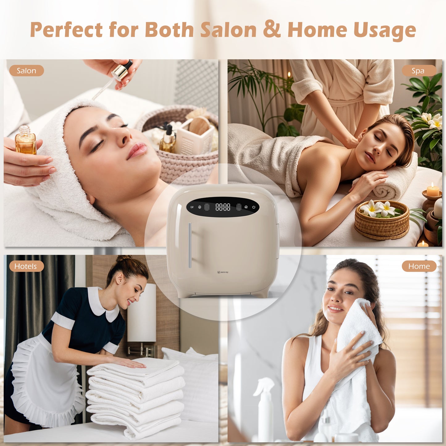 Keenray Hot Towel Warmer Cabinet, Professional Spa Towel Warmer with Digital Screen, Adjustable Timer and Delay, Customized Fragrance, Heat Dry & Wet Towels for Spa, Salon, Home 14 L Snow White