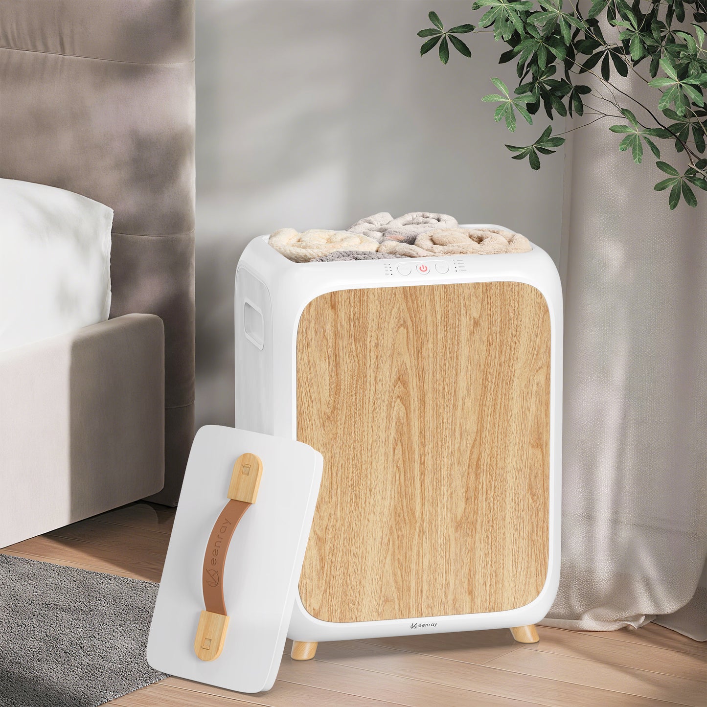 Keenray Towel Warmer Bucket, Luxury Rectangle Towel Warmer for Bathroom with Timer & Delay