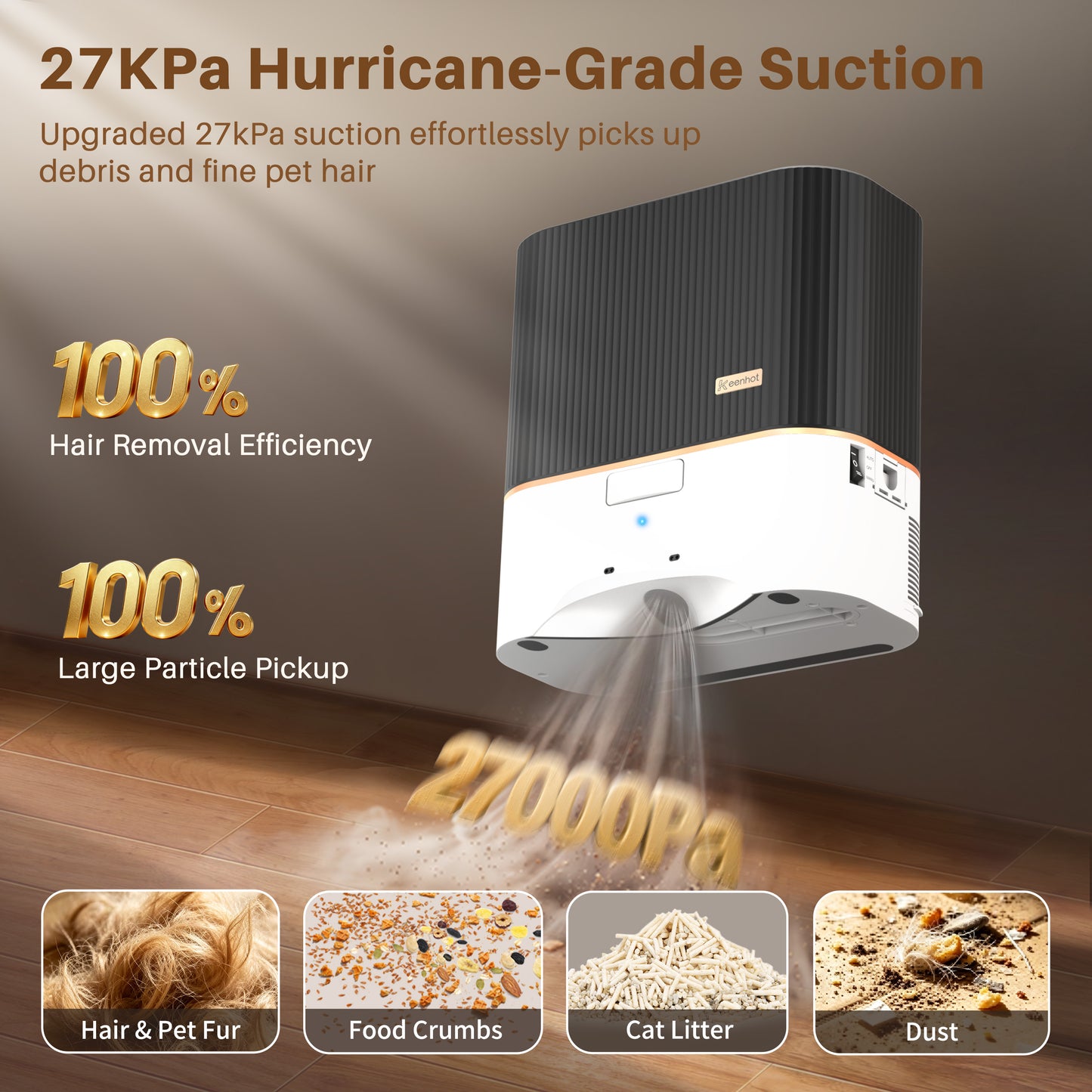 Touchless Vacuum Dustpan 27,000Pa Suction 7L Large Dustbin  EL17